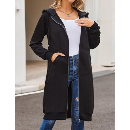 Women's Casual Zip Up Fleece Hoodie Tunic Jacket