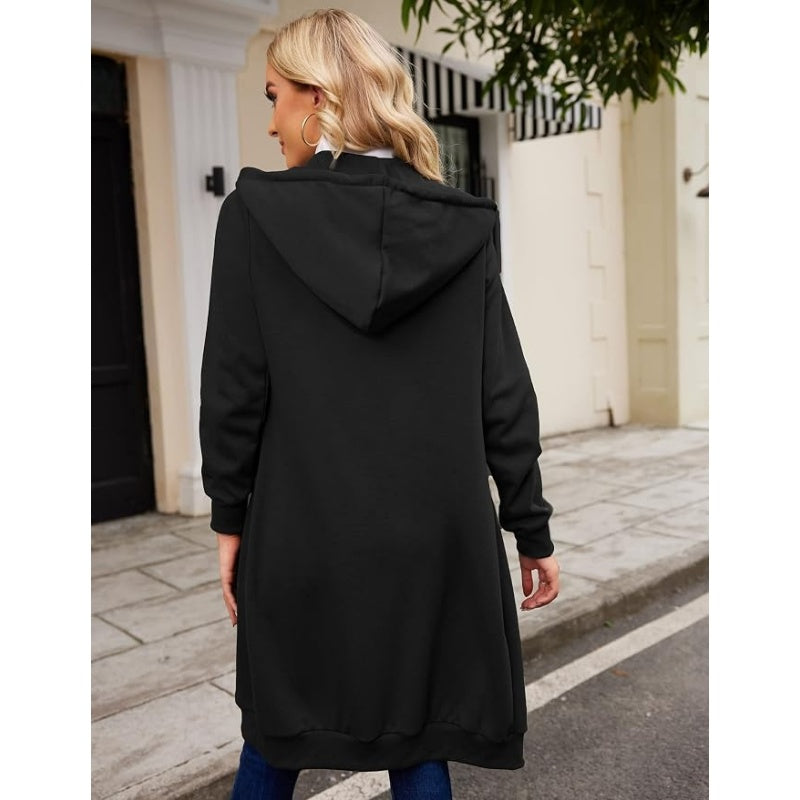 Women's Casual Zip Up Fleece Hoodie Tunic Jacket