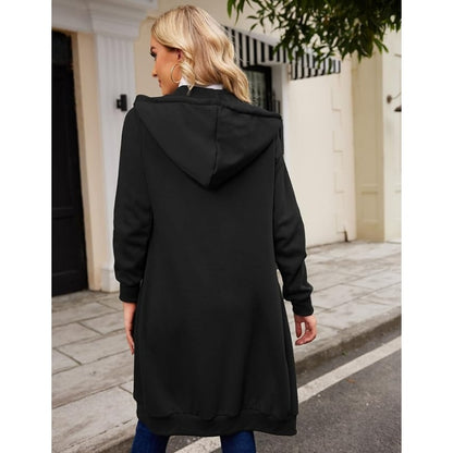 Women's Casual Zip Up Fleece Hoodie Tunic Jacket