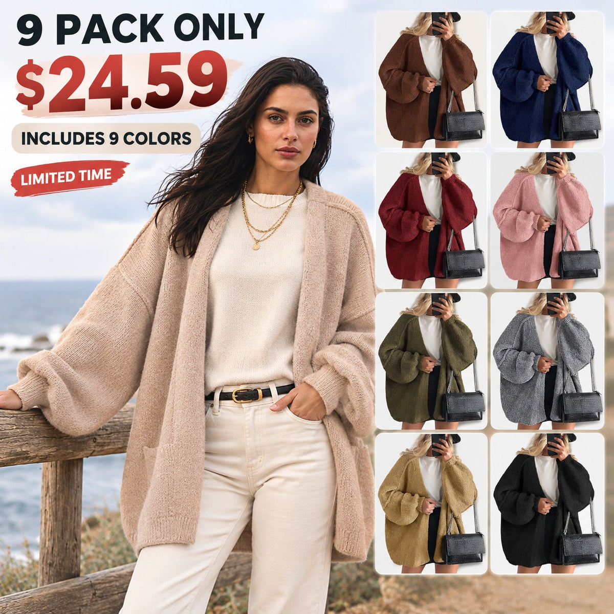 Women's Open Front Oversized Cardigan Sweaters