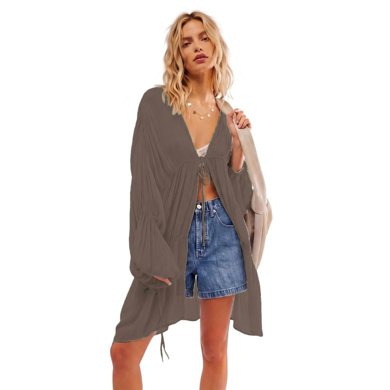 Flowy Boho Cardigan Tie-Front Duster Top