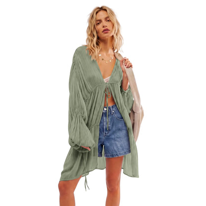 Flowy Boho Cardigan Tie-Front Duster Top