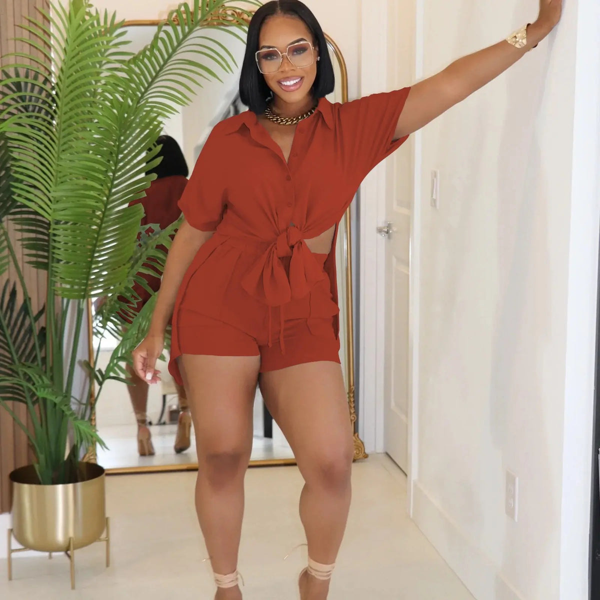 Short Sets for Women Short Sleeve Top Shorts 2 Piece